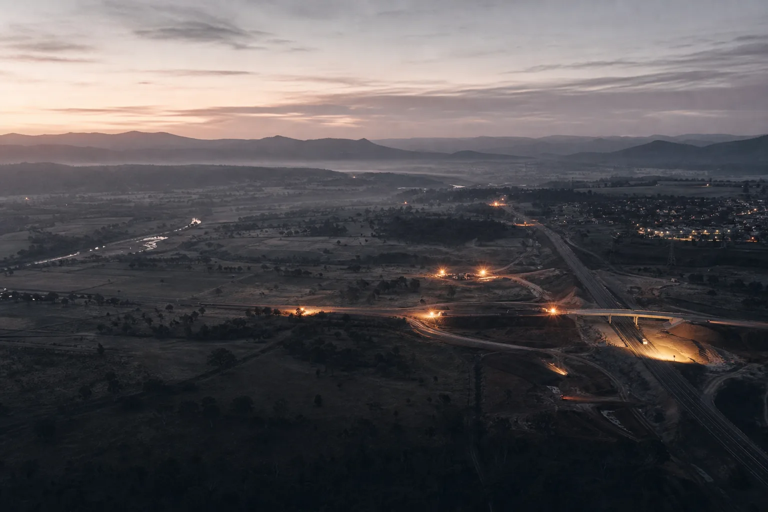 Regional infrastructure projects becoming visible at first light