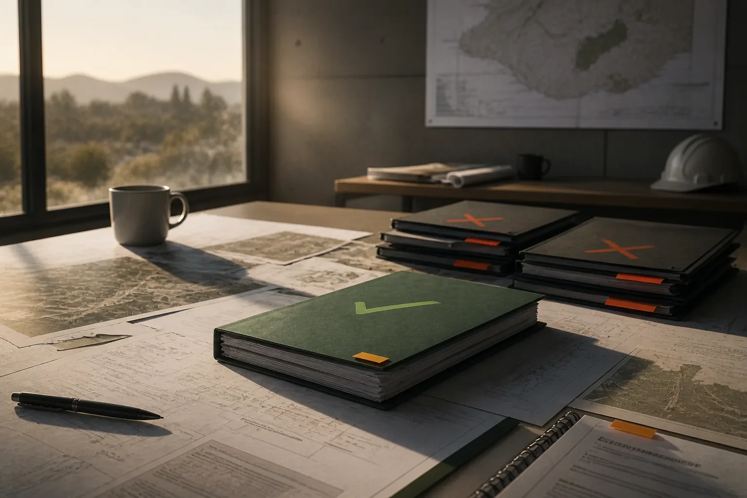 A selected project folder separated from rejected tender options