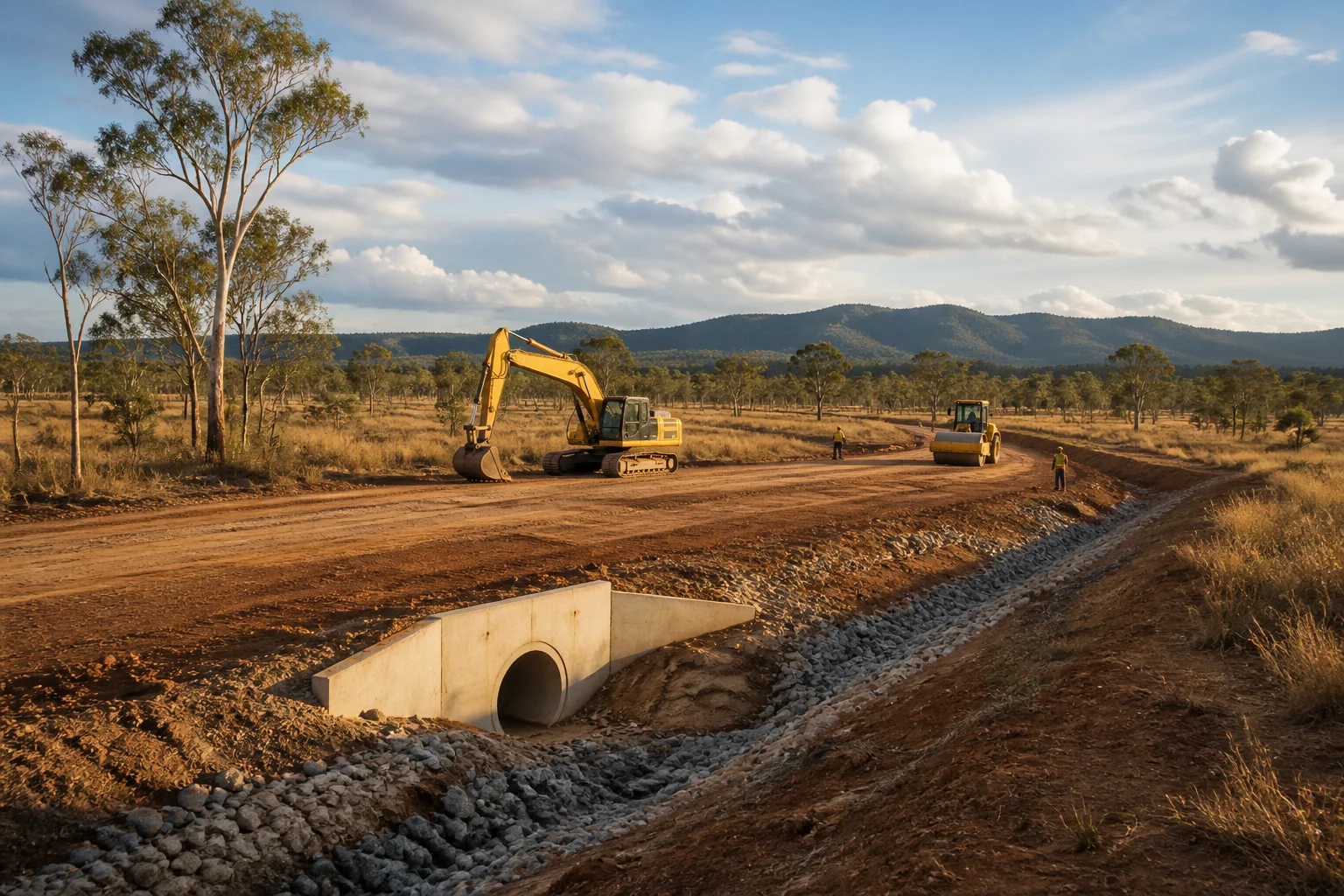 North Queensland road and drainage construction worksite